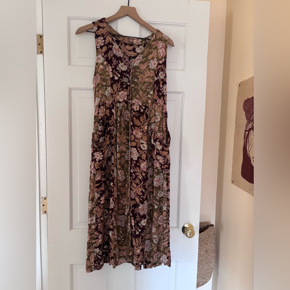 April Cornell Floral Maxi Dress - Purple and Brown